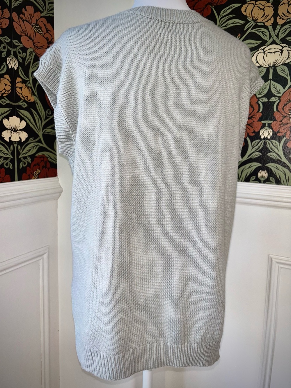 Chunky Cable Knit Sweater Vest Grey Sleeveless Pullover Soft Academia - Picture 9 of 10